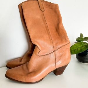 VINTAGE Tan Leather Boho Boots Made In Brazil